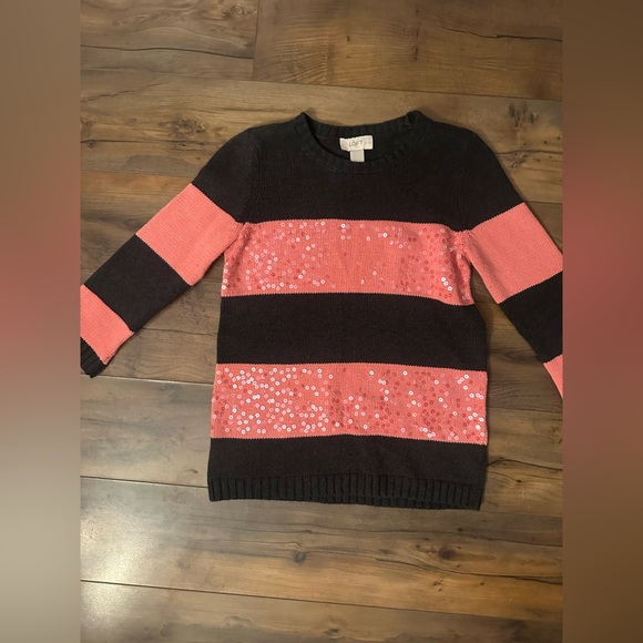 LOFT Petites Sequin Stripe Sweater – Size Small Petite - Picture 3 of 6